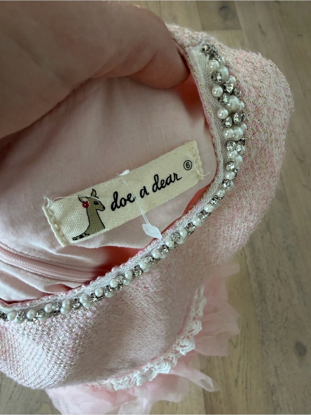 doe a dear Sleeveless Tweed Tulle Dress Pink Size 6 - Picture 4 of 4